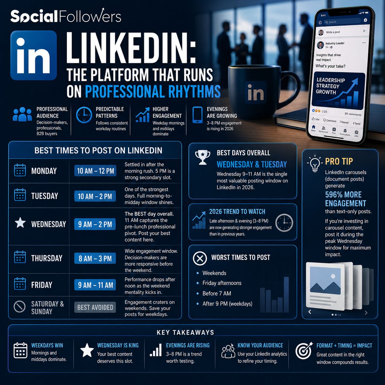 Best times to post on LinkedIn 2026