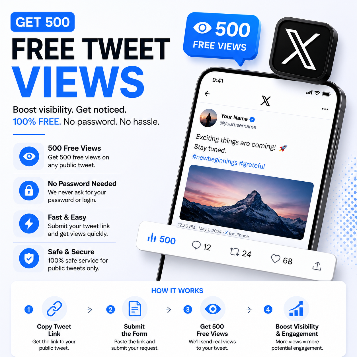 Get 500 Free Tweet Views with our Free Twitter Views Service