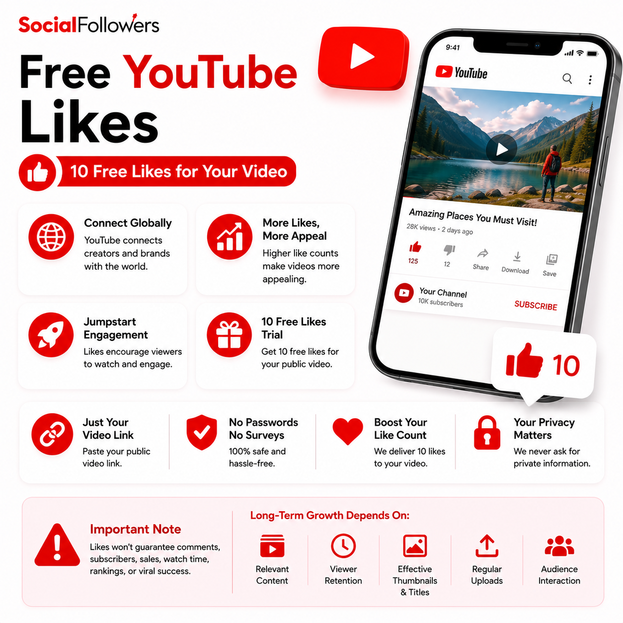 Free YouTube Likes – 10 Free Likes for Your Video